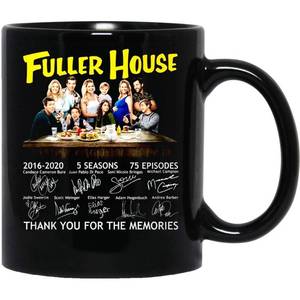 lot 1152 image: Fuller House All Cast Signed 2016-2020 5 Seasons Thank You For The Memories Coffee Ceramic Mug Travel Cup