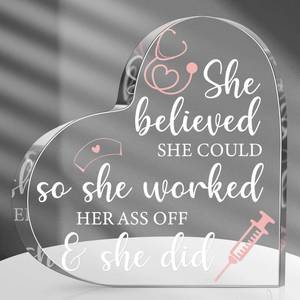 lot 1182 image: Yulejo Nurse Gifts for RN Christmas Nurses Gifts for Women Nurses Week Gifts Nurses Day Appreciation Gift Crystal Table Centerpieces Nursing Keepsakes Paperweight for Doctor School Decor (Heart)