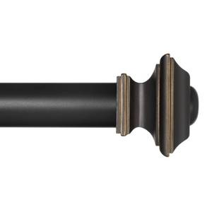 lot 1187 image: Ivilon Window Treatment Curtain Rod - Square Finials, 1 18 in Rod, 28 to 48 Inch, Antique Black