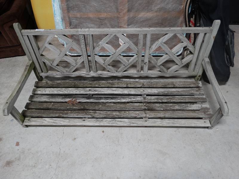 lot 107 image: Long wood porch swing - no chains.