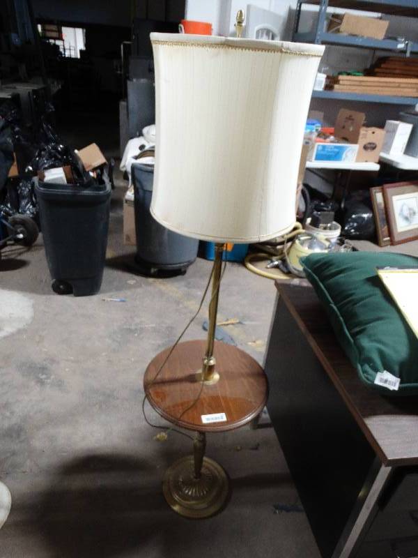 lot 125 image: FloorTable Lamp wGlass Globe & Shade.
