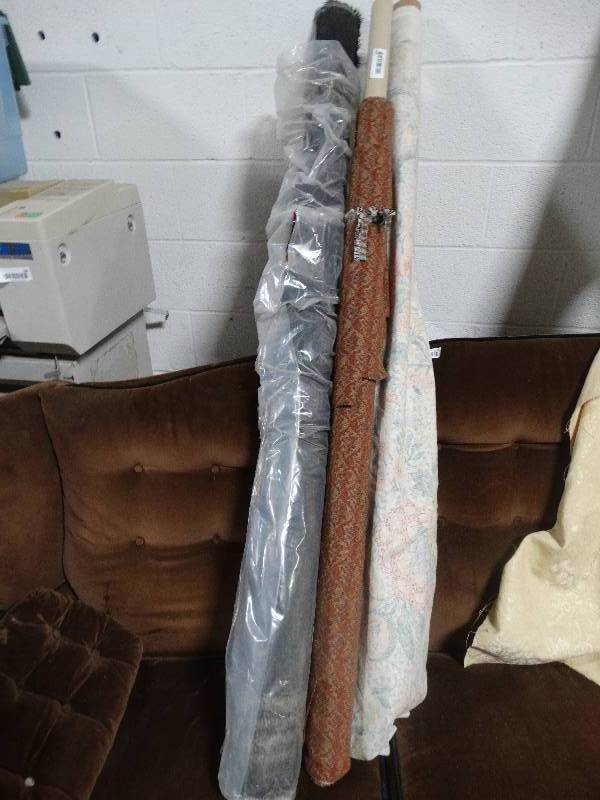 lot 132 image: 3 Partial Rolls of Upholstery Fabric.