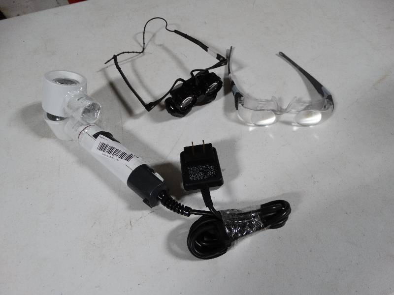 lot 157 image: Lighted Magnifier & 2 Sets of Magnifier Glasses.