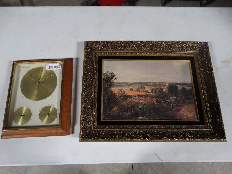 lot 160 image: Wall Barometer in Frame & Framed Print.