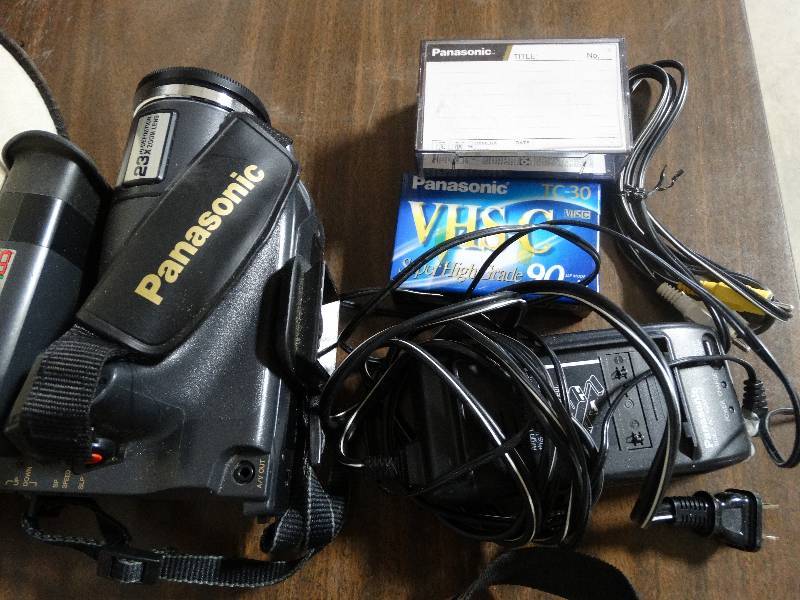 lot 224 image: Panasonic Video Recorder wChargher, Cassettes, & Bag.