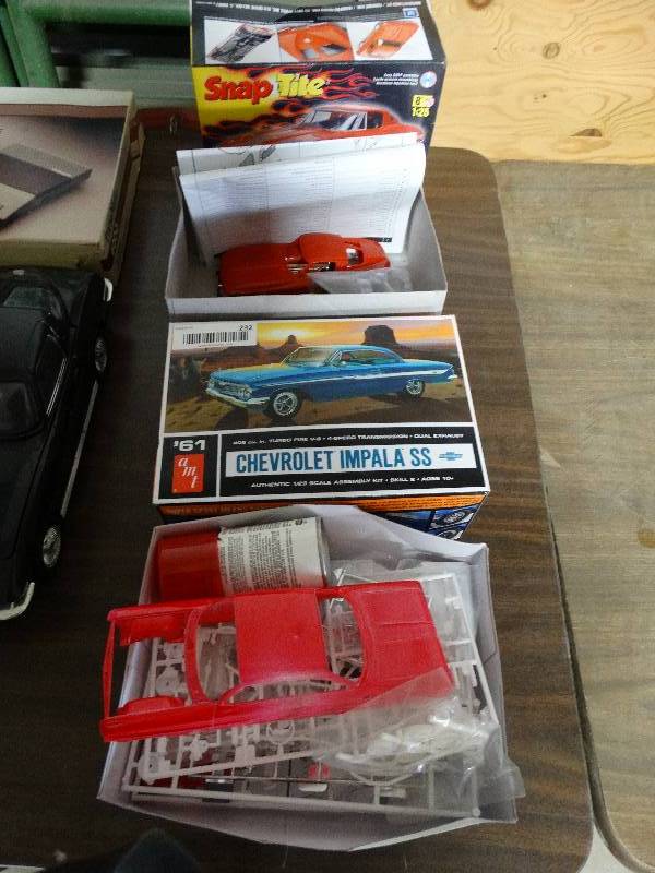 lot 232 image: Lot of 2 Model Kits - 61 Chevy Impala SS & 63 Corvette Sting Ray.