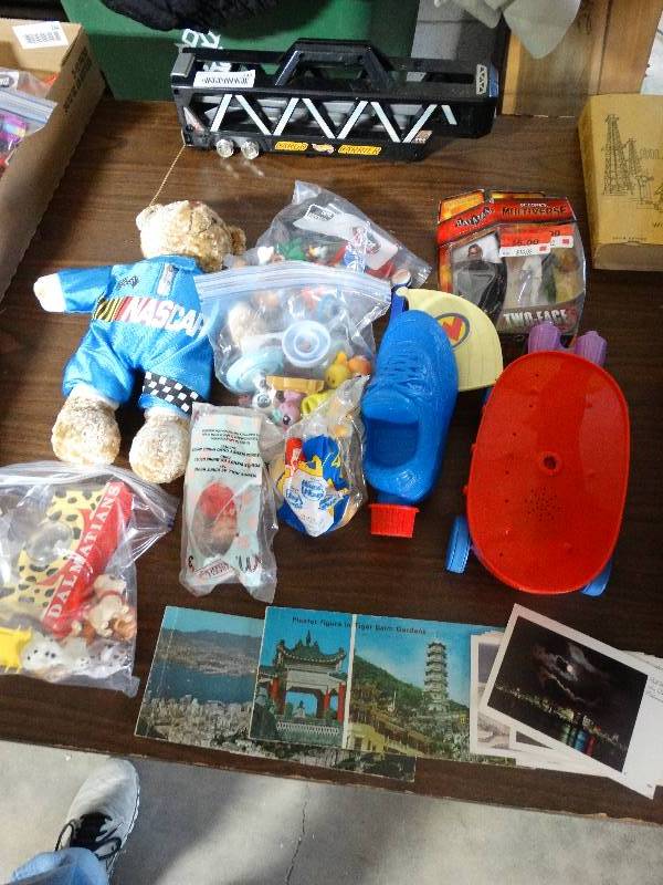 lot 249 image: Large Lot of Toys, Stuffed Animals, Cars, Post Cards.