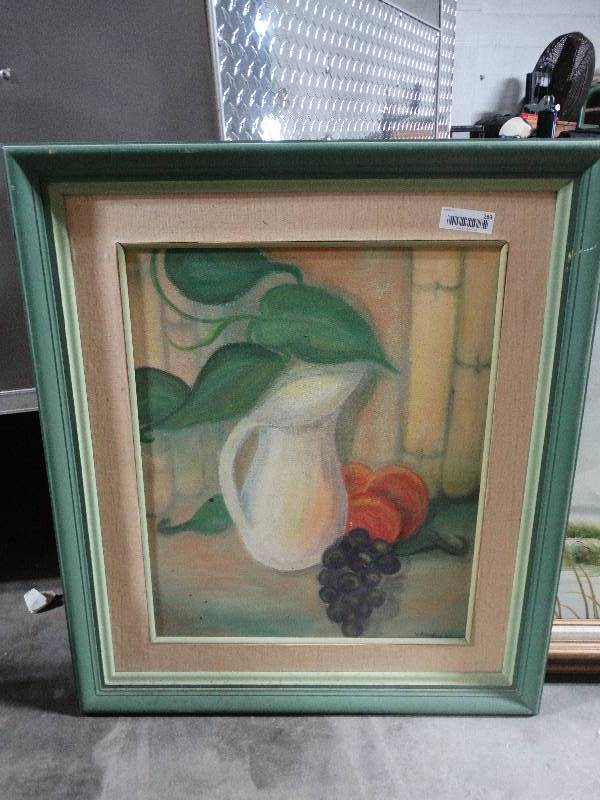 lot 283 image: Pitcher & Fruit Painting.