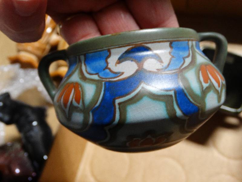 lot 300 image: 2 Gouda Holland Art Pottery Pieces.