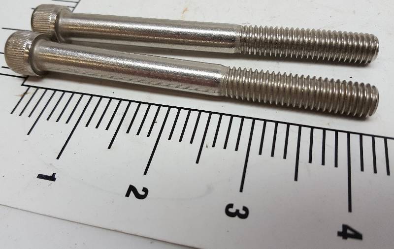 lot 5399 image: Pair new real stainless 38 coarse thread 4 grip length bolts.  Perfect for a Marine