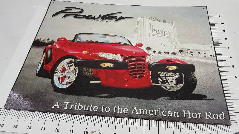 lot 5401 image: Cool looking color 12 X 17 tin metal decorative Man Cave sign of a 2000 Red Prowler