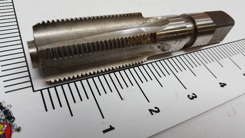 lot 5694 image: Single industrial or machine shop metal tap sorry the sizes are hard to read.  Many of these are new