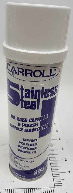 lot 5621 image: New can of Carroll Products STAINLESS STEEL CLEANER Oil-Based to Clean, polish, and protect stainless steel
