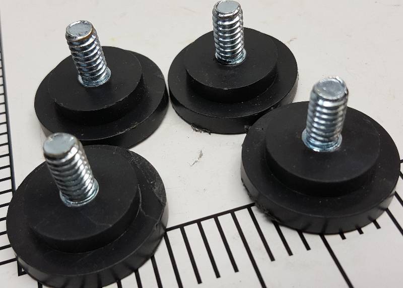 lot 5633 image: New set of 4 table or chair legs that have the 14 coarse thread stud on them.  Plastic 1-18 OD bottoms
