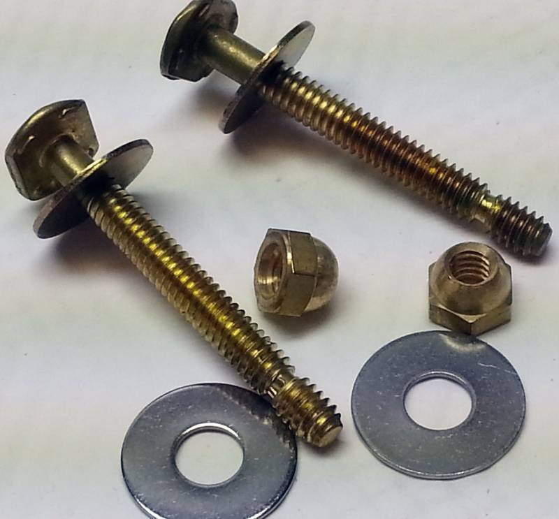 lot 8856 image: New pack of rocking and hold in place Johni Bolt 90104 toilet hold downs.