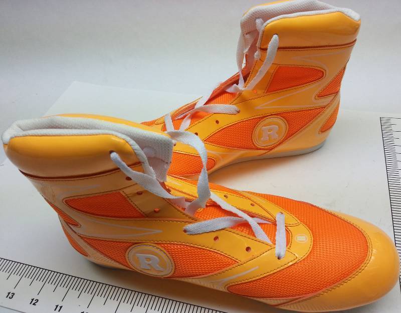 lot 8870 image: Wild pair Ringside Lo-Top Diablo Boxing Shoes Neon Orange Size 8 mens 10 womens