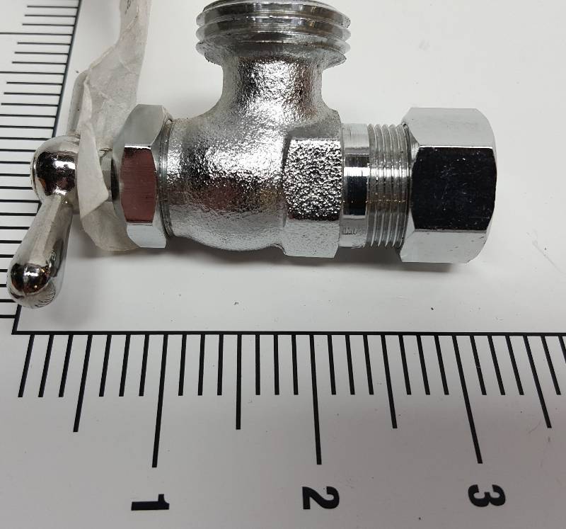 lot 5417 image: New Nibco C64C Chrome Plated Washing Machine Valve Top Operated with 12 compression fitting and standard male hose thread