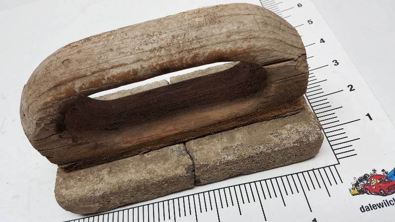 lot 5542 image: Not sure what this primitive looking wood handle concrete device is called or used for