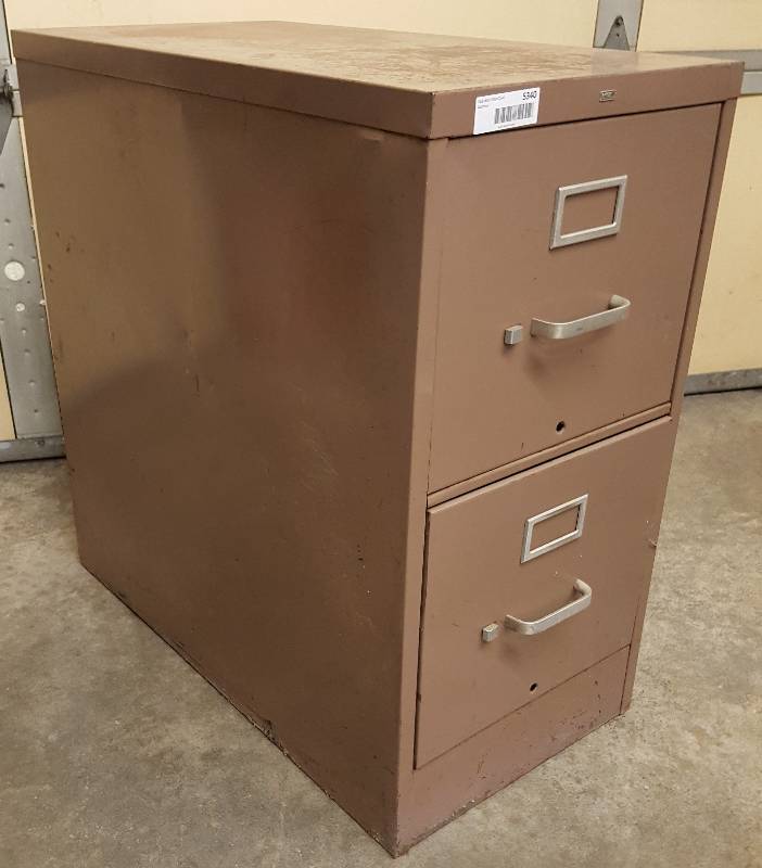 lot 5340 image: Standard 2 drawer all steel document filing cabinet measures 15 wide X 28-12 deep and 29 tall.