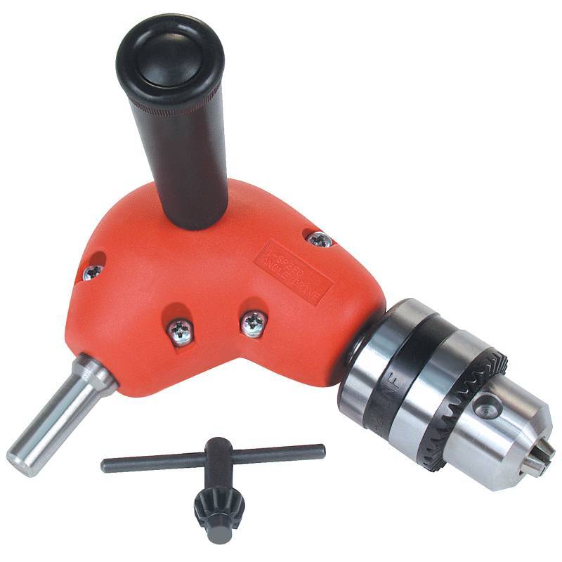 lot 5351 image: Like new if its not.  (large bit looks like it might have been used) 90 degree angle 38 chuck drive and hardware for use in sheet rock