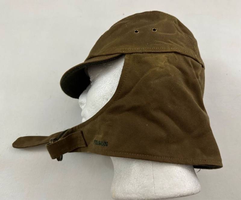 lot 32522 image: New Vintage Wildfowl Tin Cloth Hat Dark Tan Size L Wax Cotton Wool Lined (Retail $89.99)