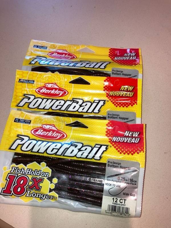 lot 32838 image: Berkley Powerbait Bottom Hopper Fishing Soft Bait Lures (Set of 3)  (Retail $24.89)