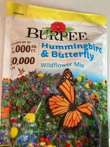 lot 35308 image: NEW BURPEE Humming bird Butterfly WILDFLOWER Mix 50,000 seeds . Flower Bouquet.
