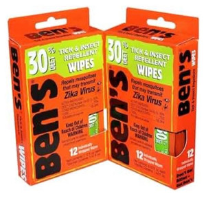 lot 35309 image: Bens 30 Deet Mosquito Tick Insect & Bug Repellent Field Wipes - 24 Pack (Retail $38.75)