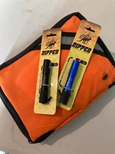 lot 35312 image: First Aid Kit and Outback Ripper Hands Free Flashlights (2 flashlights)