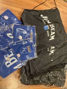 lot 35328 image: Kansas City Royals Offical Jim Beam Burboun Hankerchief (set of 14) and Drawstring bag (set of 34)