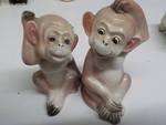 Monkey Salt and Pepper Shakers Antiuqe hand painted Japan