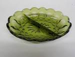 antique Green glass tray