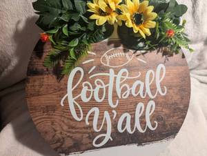 lot 2102 image: Football Yall Wooden Sign