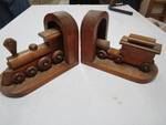 Wooden Train Bookends