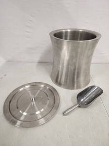 lot 2002 image: Ice Bucket  Wine Chiller, double walled with scoop and lid 9 tall