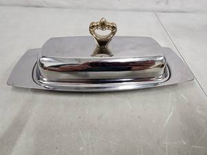lot 2004 image: Vintage Kromex Stainless Steel Butter Dish with Lid