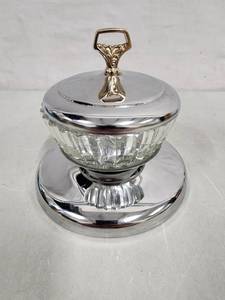 lot 2005 image: Vintage Kromex Stainless Steel Serving Tray with Covered Center Bowl, Missing Tray.