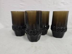lot 2006 image: Tiffin Franciscan Madeira Smoke Brown Tumbler glasses set of 4