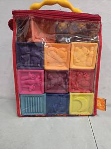 lot 2013 image: B. Toys Baby Blocks - 10 soft stacking and building Blocks, Numbers, shapes, colors, and animals