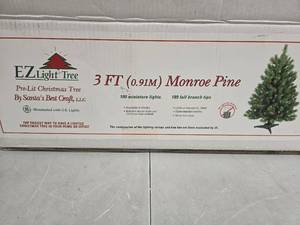 lot 2027 image: EZ Light Tree Pre-lit Christmas Tree 3FT Monroe Pine