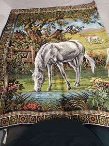 lot 2030 image: R.T. Co. Tapestry of stallionsmareshorses Wall Hanging Tapestry 76 x 48