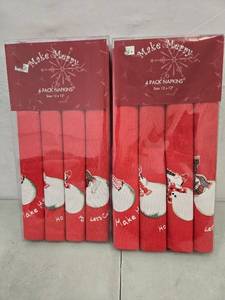 lot 2039 image: Make Merry Holiday Red Snowman napkins 2 Packs of 4