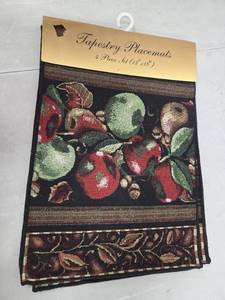 lot 2043 image: Arlee Home Fashions Tapestry Placemats with apples 4 piece set