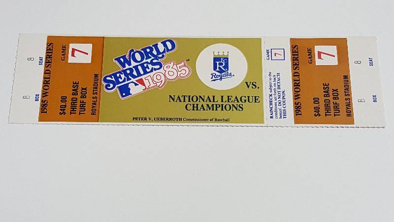 lot 1129 image: 1985 World Series Original Kansas City Royals Authentic Ticket Game 7 Third Base Turf