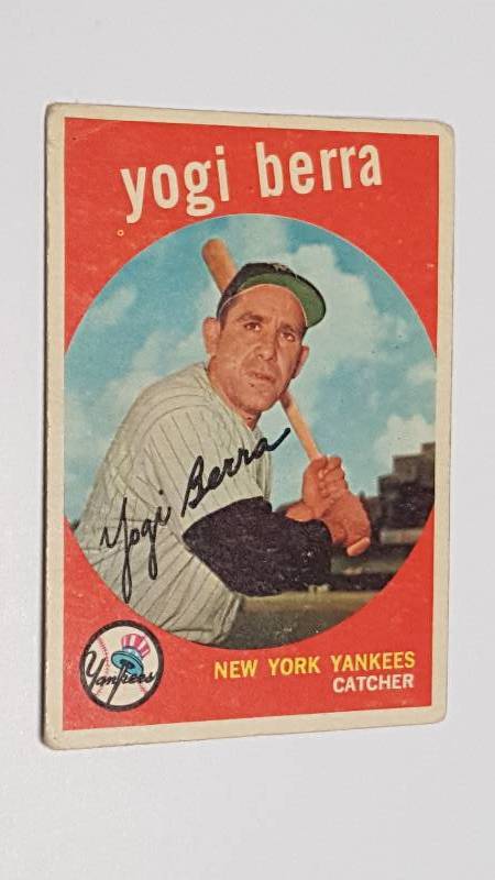 lot 1108 image: 1959 Topps Yogi Berra #180 Vintage New York Yankees Baseball Card HOF