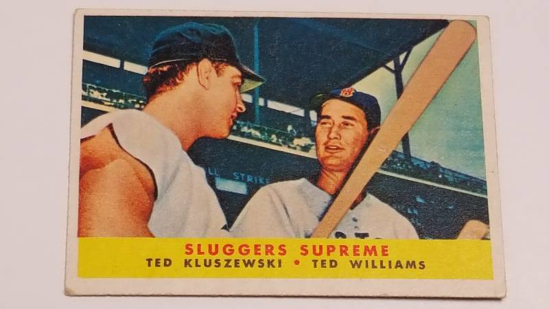 lot 1111 image: 1958 Topps Slugger Supreme # 321 Ted Williams & Kluszewski Boston Red Sox HOF