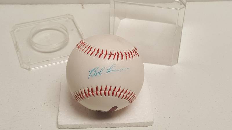 lot 1123 image: Bob Lemon Autographed Cleveland Indians Team Logo Baseball w COA