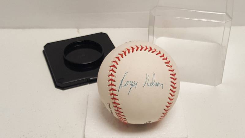 lot 1127 image: Roger Nelson Autographed Rawlings Vintage Official League Baseball Kansas City Royals w COA