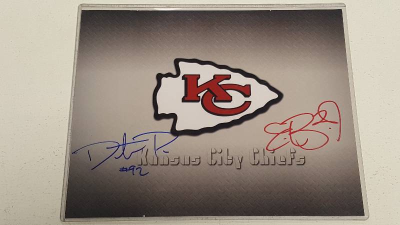 lot 1142 image: Eric Berry & Dontari Poe Autographed Kansas City Chiefs 8x10 Glossy Team Logo Photo w COA