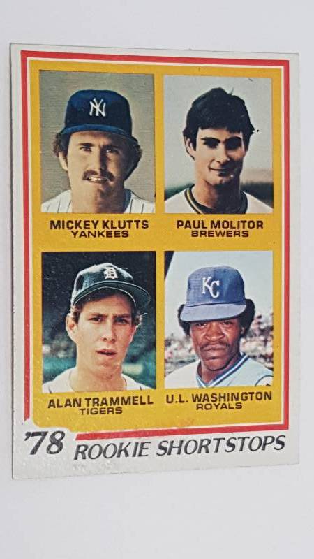 lot 1168 image: Paul Molitor & Alan Trammell 1978 Topps #707 Rookie Shortstops Baseball Card
